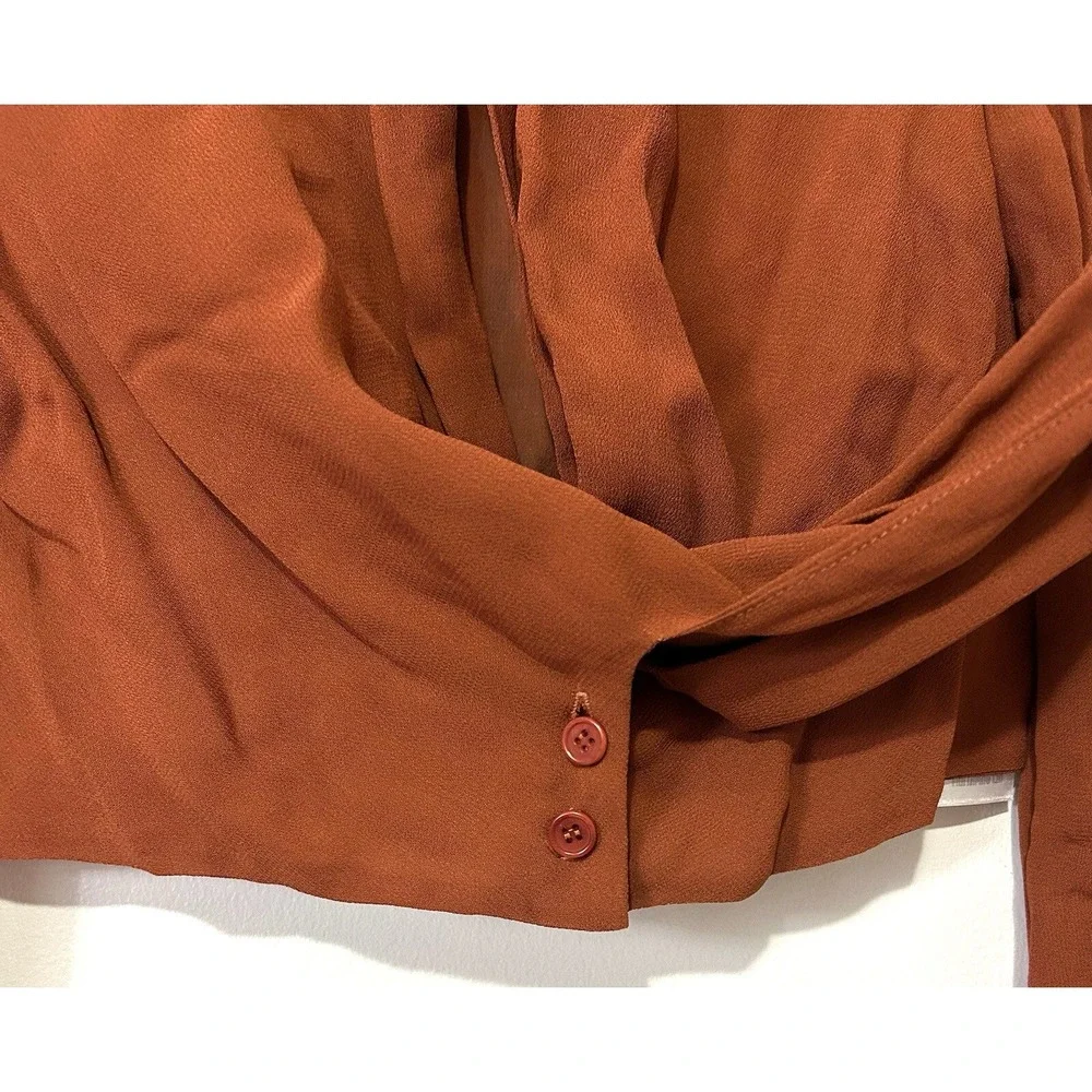 Reformation‎ Tie Front Crop Top 2 Rust Orange Boho Chic 70s Style Blouse Jeanna